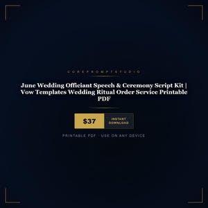 Wedding Officiant Speech Kit | Ceremony Scripts, Vow Templates (Printable PDF)