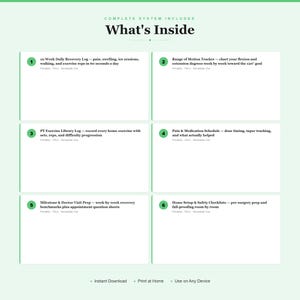 Hersteltracker voor knievervanging | PT-logboek van 12 weken na de operatie (afdrukbaar pdf-bestand) afbeelding 2
