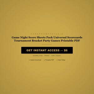 Game Night Score Sheets Pack Universal Scorecards Tournament Bracket Party Games Printable PDF image 8