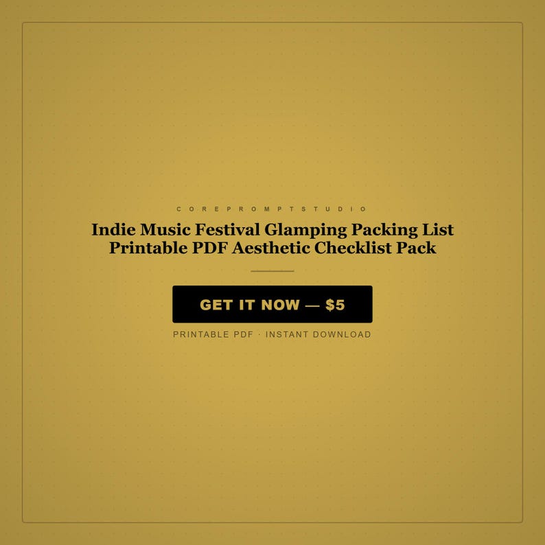 Indie Music Festival Glamping Packing List (Printable PDF) – Checklist Pack image 1