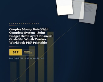 Couples Money Date Night System | Budget, Debt Payoff, Goals Tracker (PDF Printable)