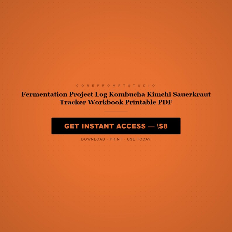 Fermentation Project Log Kombucha Kimchi Sauerkraut Tracker Workbook Printable PDF image 8