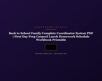 Back to School Family Coordinator System | Prep Carpool Lunch Homework Schedule (Printable PDF)