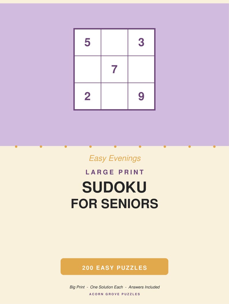 Large Print Sudoku Puzzles for Seniors 200 Easy Puzzles (PDF Download