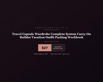 Armoire de voyage minimaliste, système complet, bagage à main, planificateur de tenues de vacances, classeur PDF imprimable