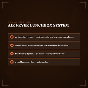 Zestaw lunchboxów Air Fryer Lunchbox Przepisy na lunch w dzień roboczy Tygodniowy plan przygotowań Wydrukuj plik PDF zdjęcie 5