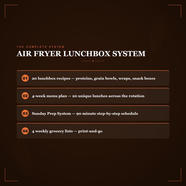 Zestaw lunchboxów Air Fryer Lunchbox Przepisy na lunch w dzień roboczy Tygodniowy plan przygotowań Wydrukuj plik PDF zdjęcie 5