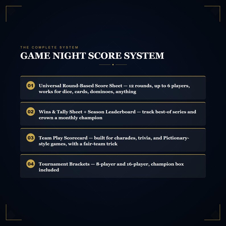 Game Night Score Sheets Pack Universal Scorecards Tournament Bracket Party Games Printable PDF image 5