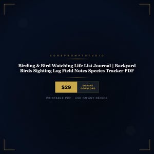 Birding Life List Journal | Backyard Bird Sighting Log Field Notes (PDF Download)