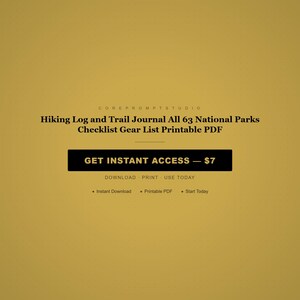 Hiking Log and Trail Journal All 63 National Parks Checklist Gear List Printable PDF image 8