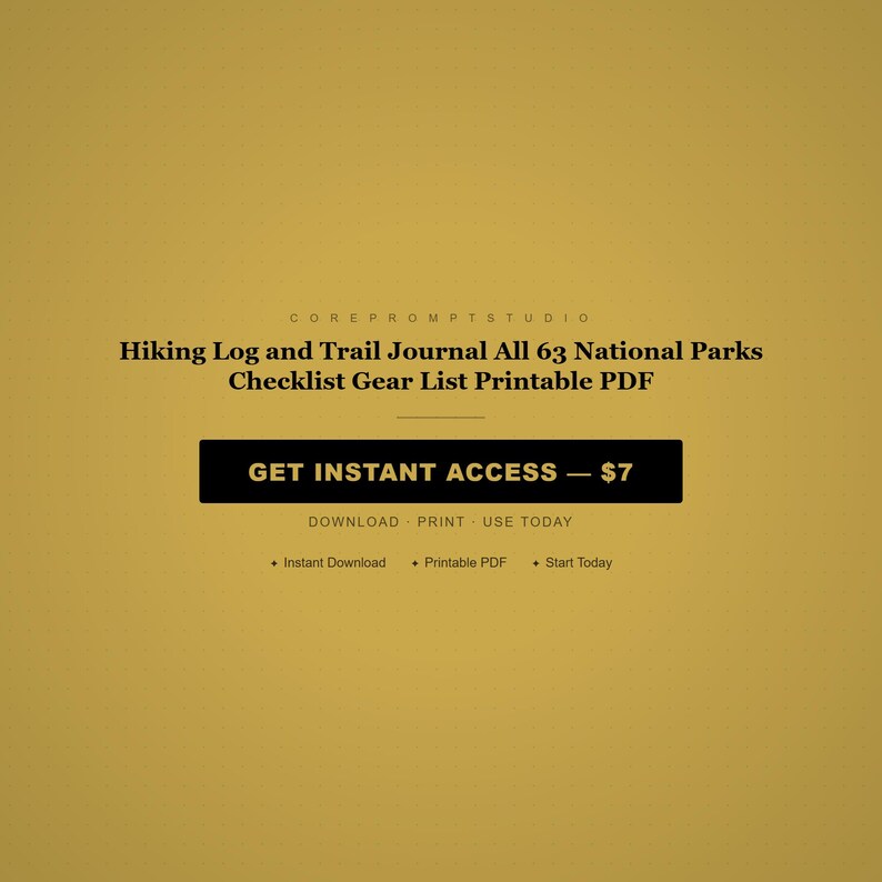 Hiking Log and Trail Journal All 63 National Parks Checklist Gear List Printable PDF image 8
