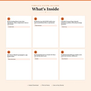 Fermentation Project Log Kombucha Kimchi Sauerkraut Tracker Workbook Printable PDF image 2