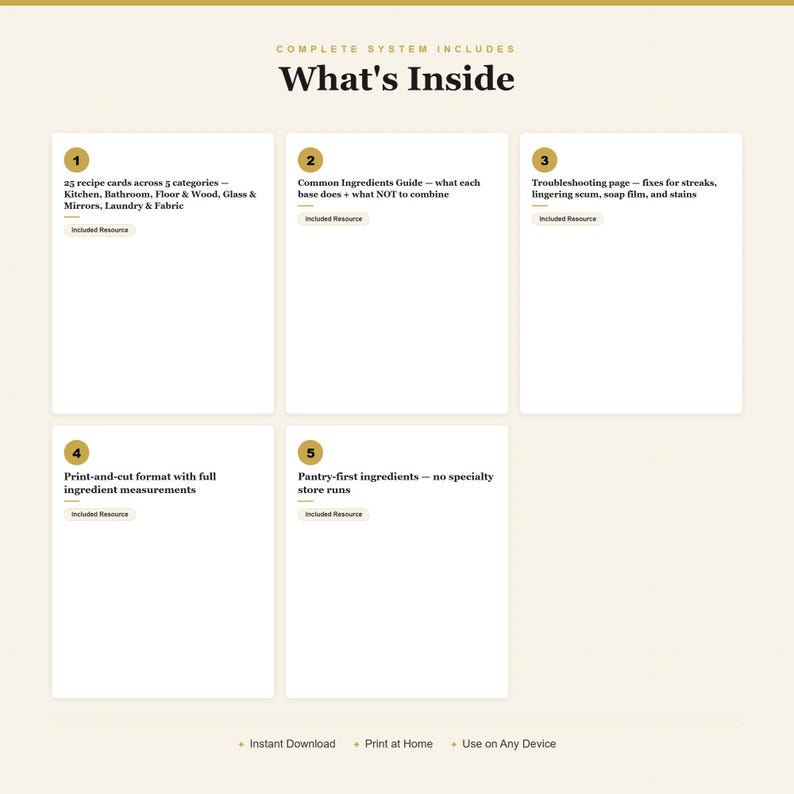 Eco Friendly Cleaning Recipe Card Pack Plant-Based DIY Solutions Printable PDF Set image 2