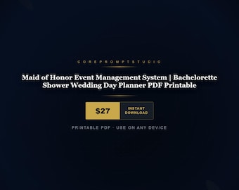 Maid of Honor Event Management System | Bachelorette Shower Wedding Day Planner PDF Printable