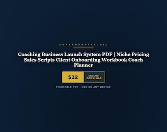 Sistema de lançamento de negócios de coaching em PDF | Manual de roteiros de vendas com preços de nicho (Download instantâneo)