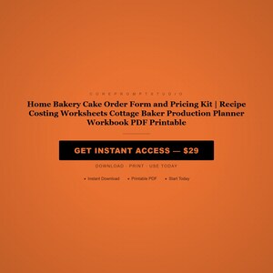 Home Bakery Order Form, Pricing Kit, Recipe Costing Worksheets (PDF Printable) image 8