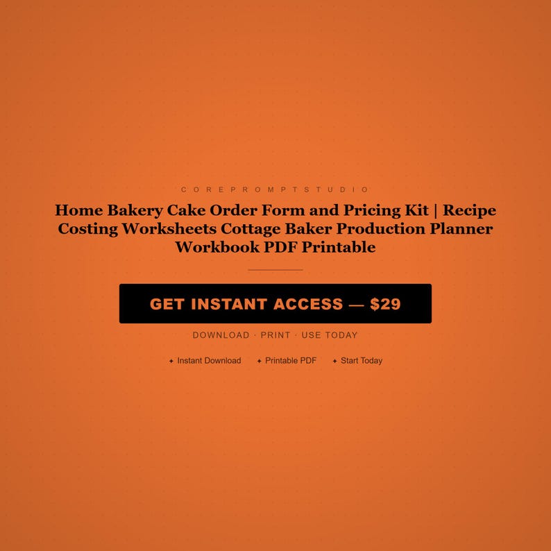Home Bakery Order Form, Pricing Kit, Recipe Costing Worksheets (PDF Printable) image 8