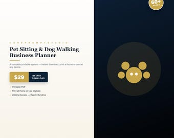 Pet Sitting Dog Walking Business Planner | Client Booking Invoice Tracker (PDF Download)