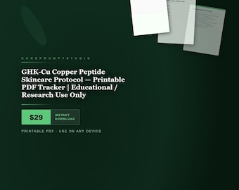 Protocolo de cuidado de la piel con péptidos de cobre GHK-Cu — Seguimiento en PDF imprimible / Solo para uso educativo / de investigación