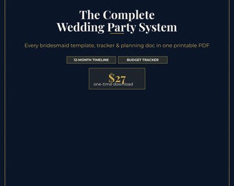 Sistema completo de planificación de bodas para damas de honor (PDF imprimible)