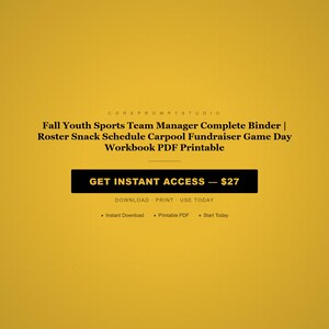 Youth Sports Team Manager Binder | Roster, Snack, Carpool, Fundraiser (PDF Printable) image 8
