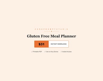 Planificador de comidas sin gluten / Registro de síntomas, Lista de la compra (PDF imprimible)