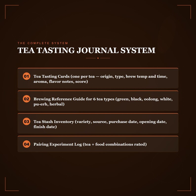 Tea Tasting Journal Loose Leaf Pairing Brewing Log Tea Lover Printable PDF Cards image 5