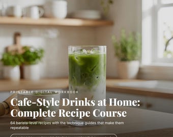 Rezeptbuch für Getränke im Cafe-Stil | Matcha, Milchkaffee, Sirup (Digitaler Download)