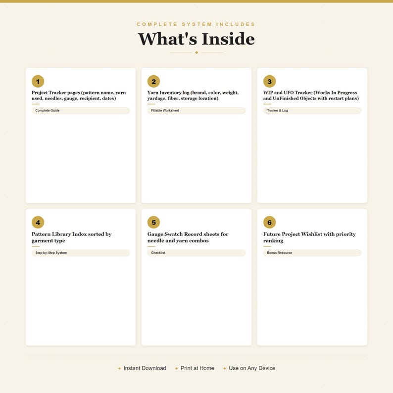 Cuaderno de tejido, inventario de hilo, biblioteca de patrones, registro, cuaderno imprimible en PDF para tejedores imagen 2