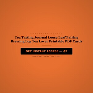 Tea Tasting Journal Loose Leaf Pairing Brewing Log Tea Lover Printable PDF Cards image 8