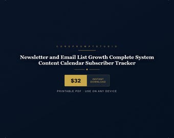 Sistema completo para el crecimiento de listas de correo electrónico y boletines informativos. Calendario de contenido. Rastreador de suscriptores en PDF.