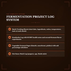 Fermentation Project Log Kombucha Kimchi Sauerkraut Tracker Workbook Printable PDF image 5