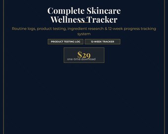 Skincare Tracker Journal Complete System PDF Printable Routine Log Ingredient Guide