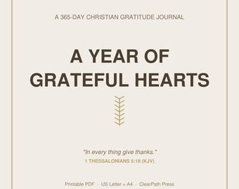 Diario de gratitud cristiano imprimible / PDF de fe para 365 días (tamaño carta + A4)