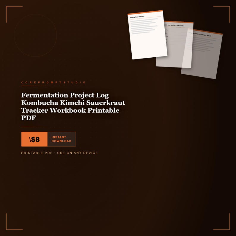 Fermentation Project Log Kombucha Kimchi Sauerkraut Tracker Workbook Printable PDF image 1