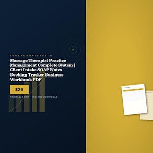 Massage Therapist Business System | Intake, SOAP Notes, Booking Tracker (PDF Download) image 1