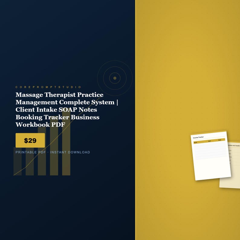 Massage Therapist Business System | Intake, SOAP Notes, Booking Tracker (PDF Download) image 1