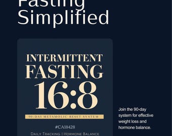Intermittent Fasting 16:8 Tracker | Women's 90-Day Metabolic Journal Meal Window Progress PDF