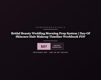 Sistema de preparación matutina para la novia / Cuidado de la piel, peinado y maquillaje del día de la boda (Libro de trabajo en PDF)