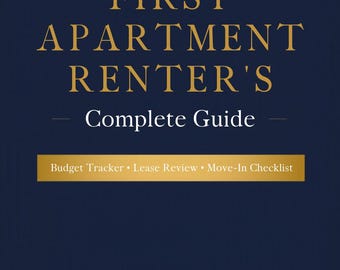 Guide du premier appartement | Liste de contrôle pour l'emménagement du locataire Budget Tracker Cahier d'examen du bail PDF
