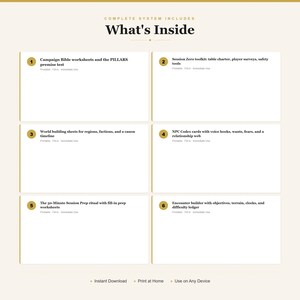 Planificador de campaña para el director de juego / Preparación de sesiones de D&D, seguimiento de PNJ, creación de mundos (PDF imprimible) imagen 2