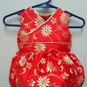 Custom Baby Cheongsam Wrap Style Bubble Romper - Chinese Brocade