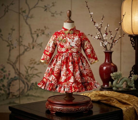 white christmas dresses Girls Cotton Qipao main image 0