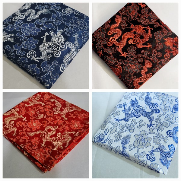 Custom Chinese Dragon Brocade Pocket Square Handkerchief
