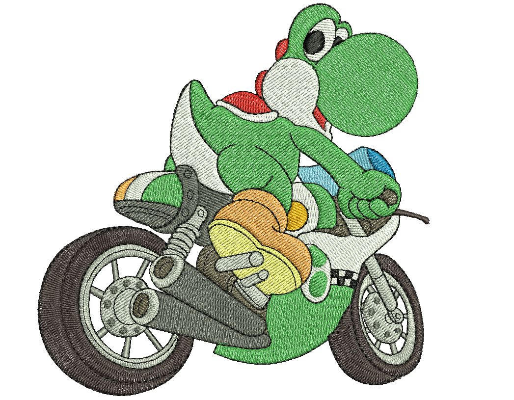 Yoshi Motorcycle Machine Embroidery Design 4x4 Etsy