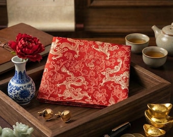 Bespoke Chinese Dragon Brocade Pocket Square | Lunar New Year, Wedding, Milestone Celebrations | Handmade Asian Formal Wear