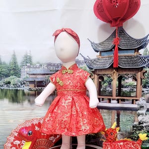 Custom Baby Cheongsam A-line Dress with Mandarin Collar in Brocade Fabric