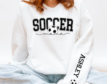 Custom Soccer Mom Sweatshirt/Hoodie: Personalized Name Sleeve, Custom Game Day Gift