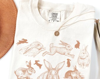 Comfort Colors® Vintage Bunny Shirt Cottagecore Rabbit Tee Rustic Easter Graphic Shirt Farmcore Aesthetic Animal Lover Gift