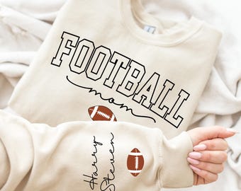 Custom Football Mom Sweatshirt: Personalized Name Sleeve, Football Hoodie, Game Day Mom